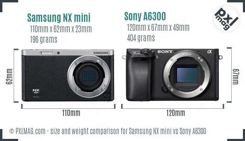 Samsung NX mini vs Sony A6300 size comparison