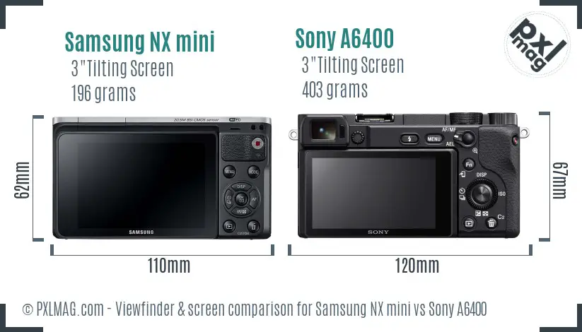 Samsung NX mini vs Sony A6400 Screen and Viewfinder comparison