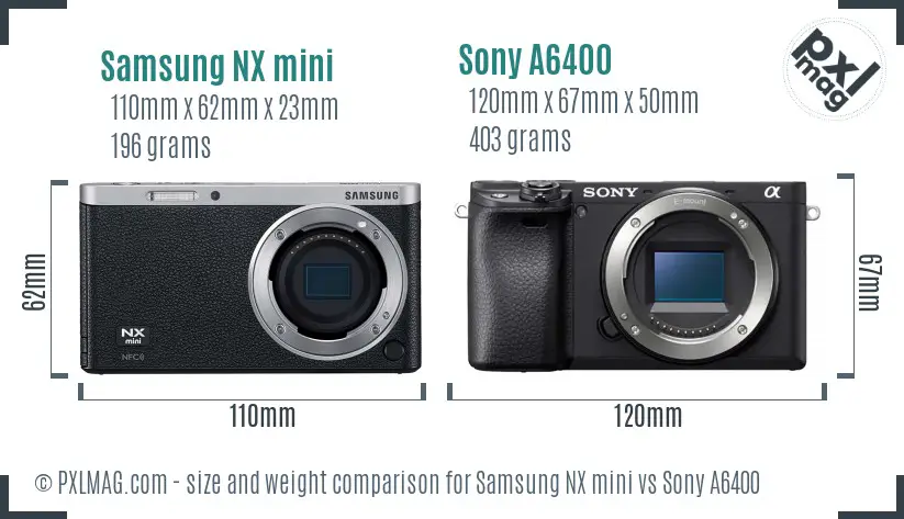 Samsung NX mini vs Sony A6400 size comparison