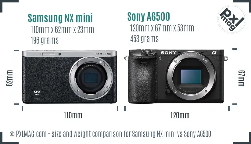 Samsung NX mini vs Sony A6500 size comparison
