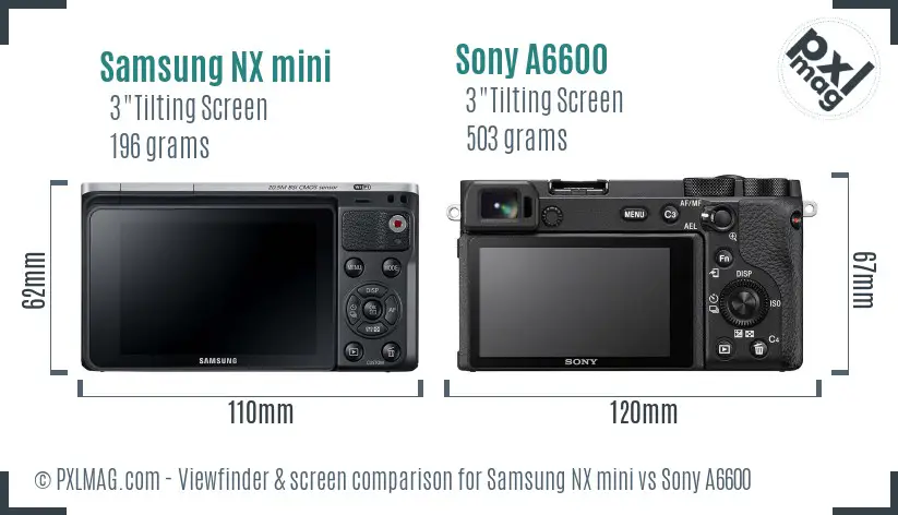 Samsung NX mini vs Sony A6600 Screen and Viewfinder comparison