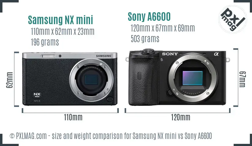 Samsung NX mini vs Sony A6600 size comparison