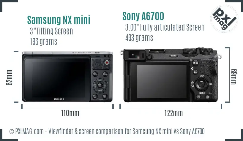 Samsung NX mini vs Sony A6700 Screen and Viewfinder comparison