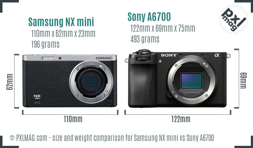 Samsung NX mini vs Sony A6700 size comparison