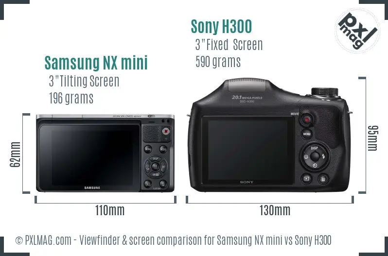 Samsung NX mini vs Sony H300 Screen and Viewfinder comparison