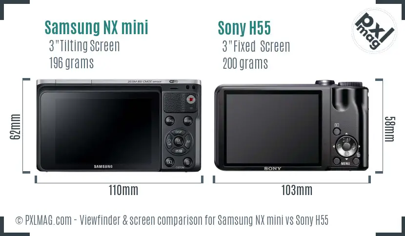 Samsung NX mini vs Sony H55 Screen and Viewfinder comparison Samsung NX mini vs Sony H55 Screen and Viewfinder comparison