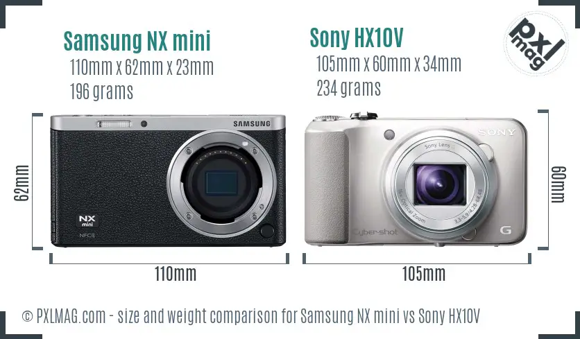 Samsung NX mini vs Sony HX10V size comparison