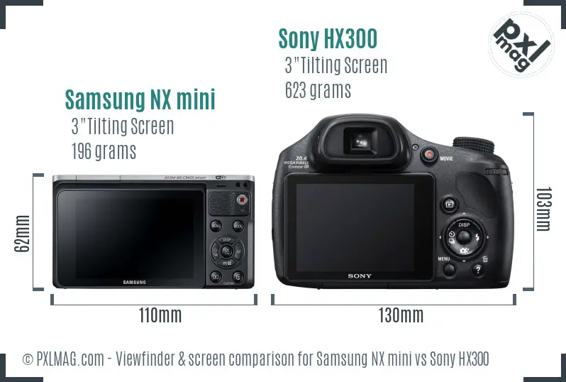 Samsung NX mini vs Sony HX300 Screen and Viewfinder comparison