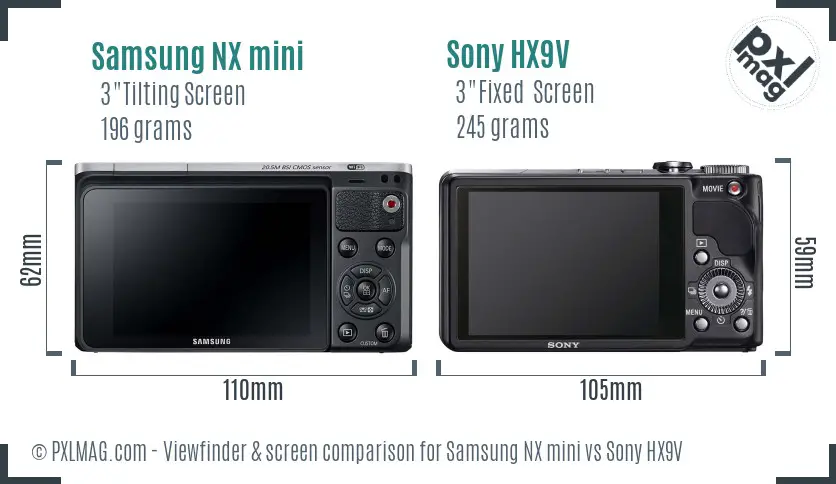 Samsung NX mini vs Sony HX9V Screen and Viewfinder comparison