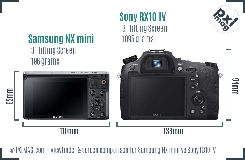 Samsung NX mini vs Sony RX10 IV Screen and Viewfinder comparison