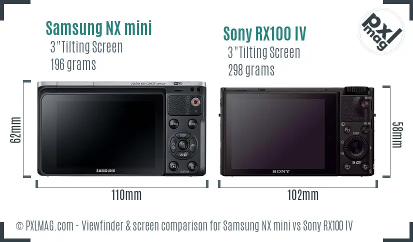 Samsung NX mini vs Sony RX100 IV Screen and Viewfinder comparison