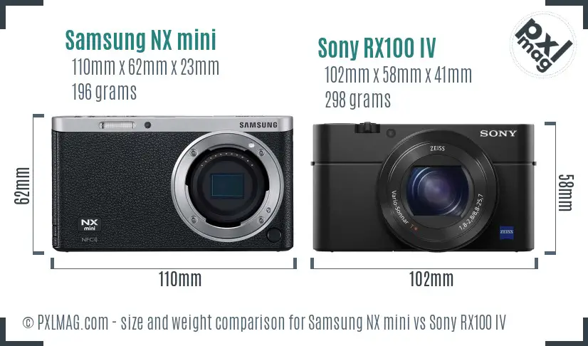 Samsung NX mini vs Sony RX100 IV size comparison