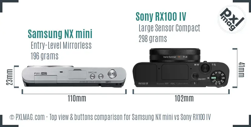 Samsung NX mini vs Sony RX100 IV top view buttons comparison