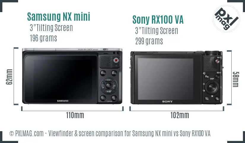 Samsung NX mini vs Sony RX100 VA Screen and Viewfinder comparison