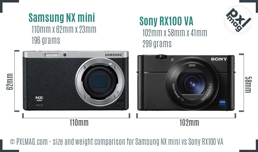 Samsung NX mini vs Sony RX100 VA size comparison