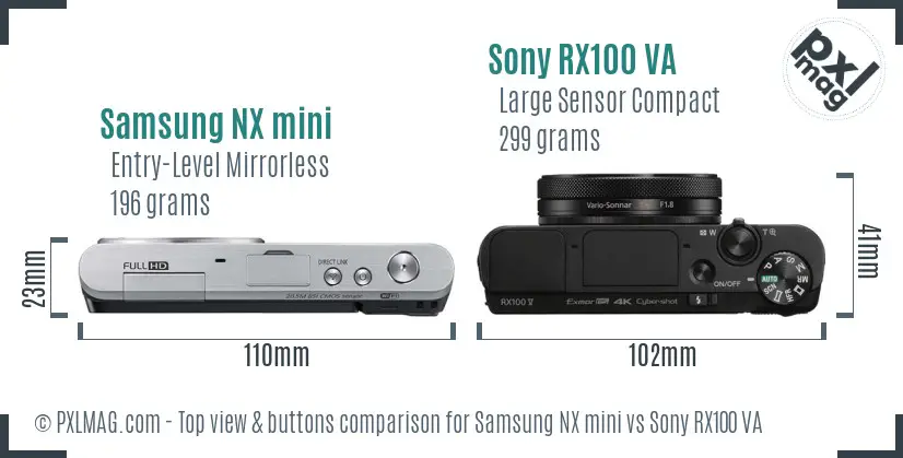 Samsung NX mini vs Sony RX100 VA top view buttons comparison