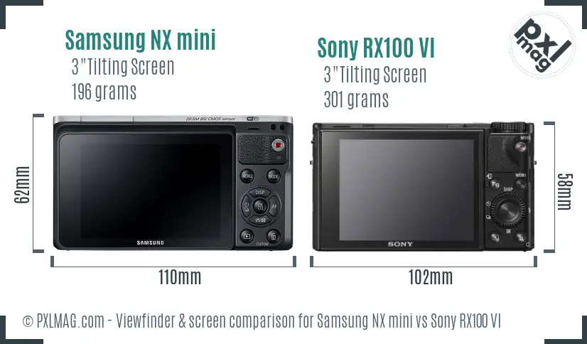 Samsung NX mini vs Sony RX100 VI Screen and Viewfinder comparison