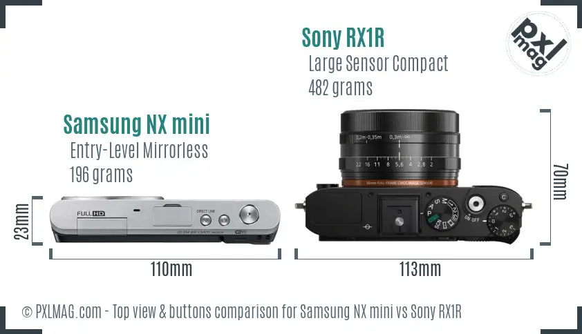 Samsung NX mini vs Sony RX1R top view buttons comparison