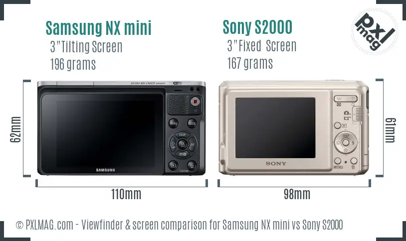 Samsung NX mini vs Sony S2000 Screen and Viewfinder comparison