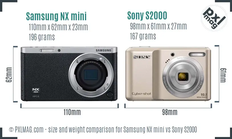 Samsung NX mini vs Sony S2000 size comparison