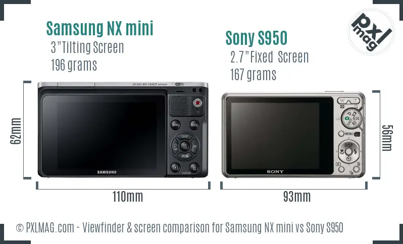 Samsung NX mini vs Sony S950 Screen and Viewfinder comparison
