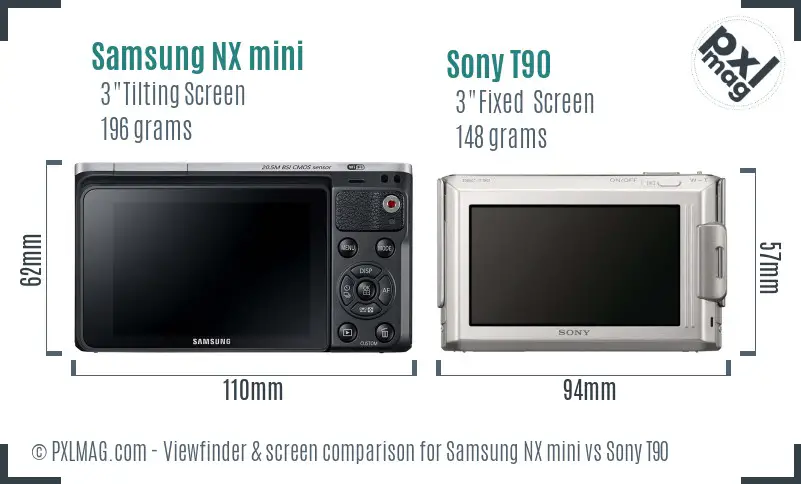 Samsung NX mini vs Sony T90 Screen and Viewfinder comparison