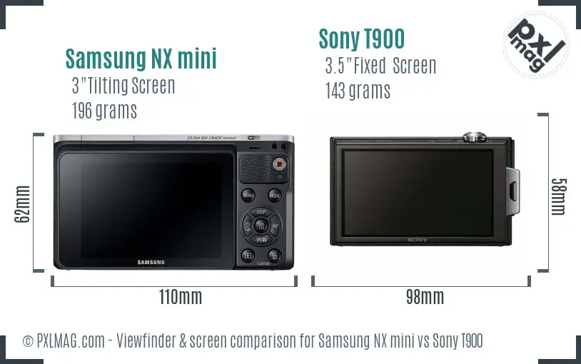 Samsung NX mini vs Sony T900 Screen and Viewfinder comparison