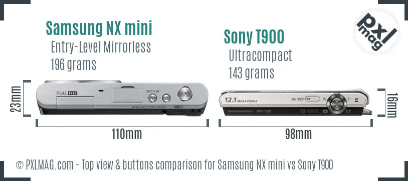 Samsung NX mini vs Sony T900 top view buttons comparison