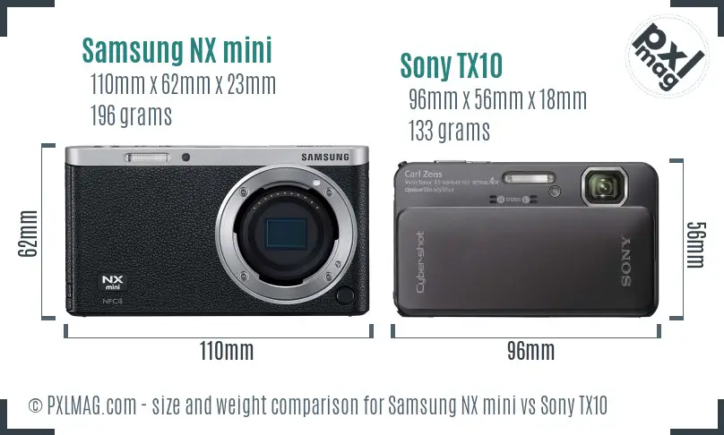 Samsung NX mini vs Sony TX10 size comparison