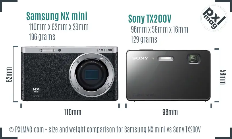 Samsung NX mini vs Sony TX200V size comparison