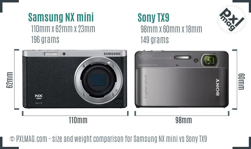 Samsung NX mini vs Sony TX9 size comparison