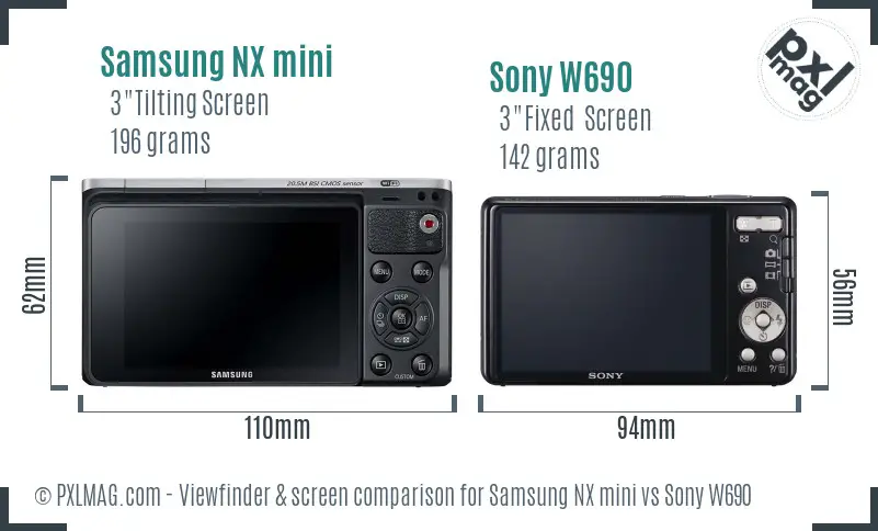Samsung NX mini vs Sony W690 Screen and Viewfinder comparison