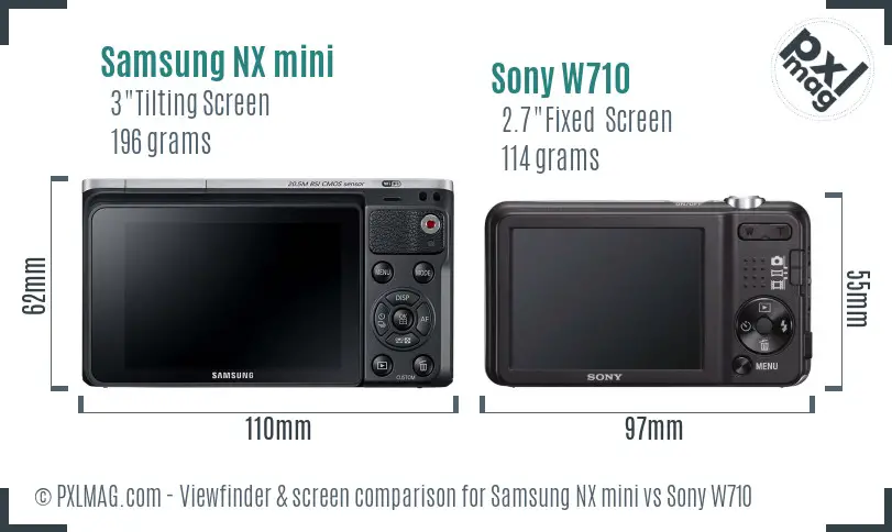 Samsung NX mini vs Sony W710 Screen and Viewfinder comparison
