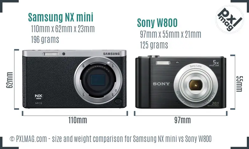 Samsung NX mini vs Sony W800 size comparison