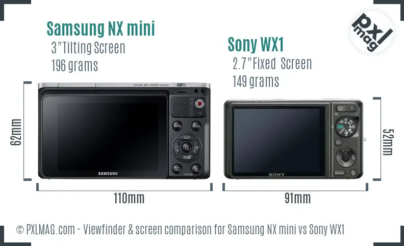 Samsung NX mini vs Sony WX1 Screen and Viewfinder comparison