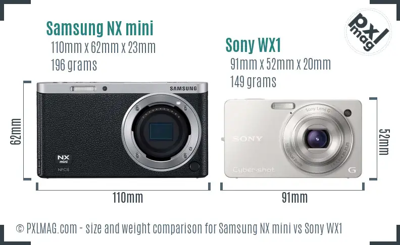 Samsung NX mini vs Sony WX1 size comparison