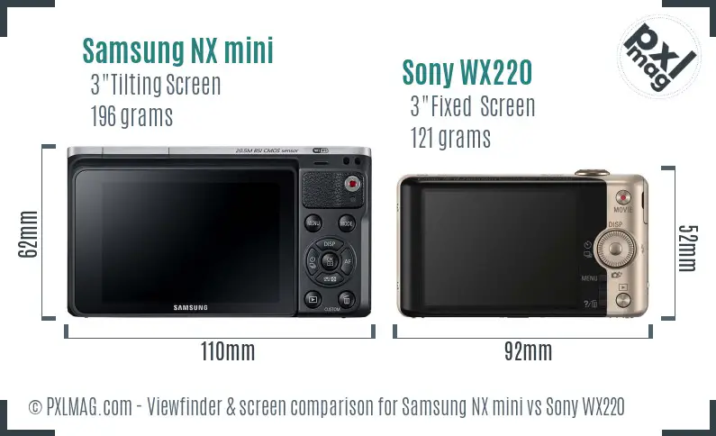 Samsung NX mini vs Sony WX220 Screen and Viewfinder comparison