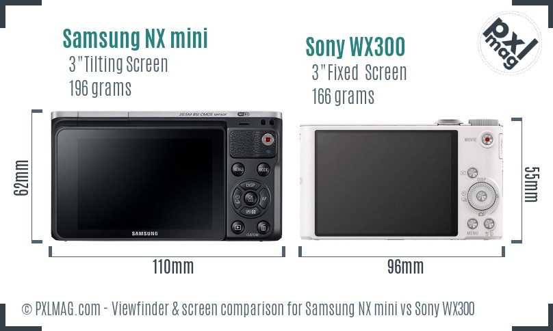 Samsung NX mini vs Sony WX300 Screen and Viewfinder comparison