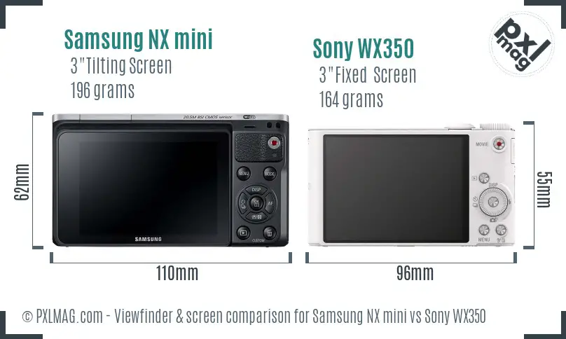 Samsung NX mini vs Sony WX350 Screen and Viewfinder comparison