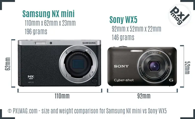 Samsung NX mini vs Sony WX5 size comparison