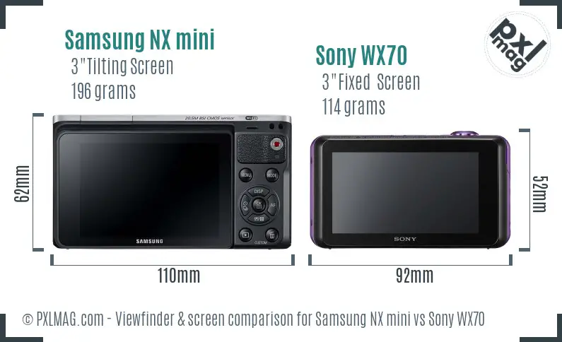 Samsung NX mini vs Sony WX70 Screen and Viewfinder comparison