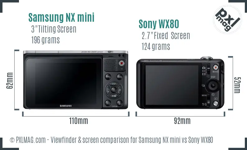 Samsung NX mini vs Sony WX80 Screen and Viewfinder comparison
