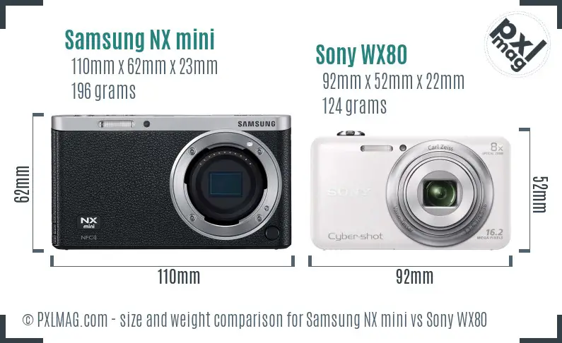 Samsung NX mini vs Sony WX80 size comparison