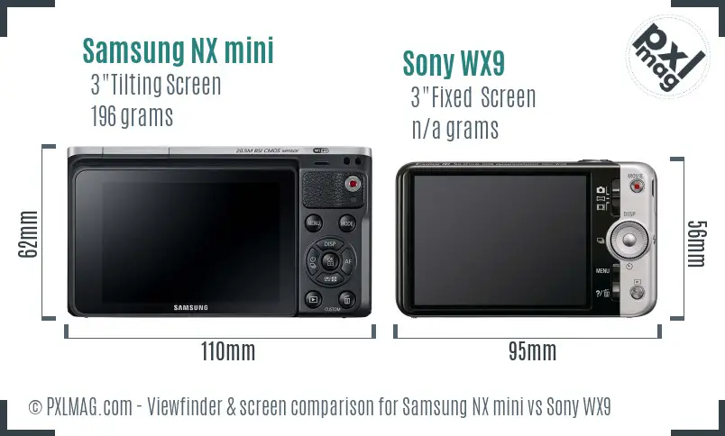 Samsung NX mini vs Sony WX9 Screen and Viewfinder comparison