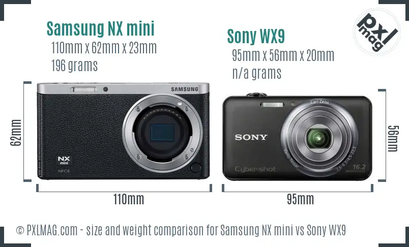 Samsung NX mini vs Sony WX9 size comparison