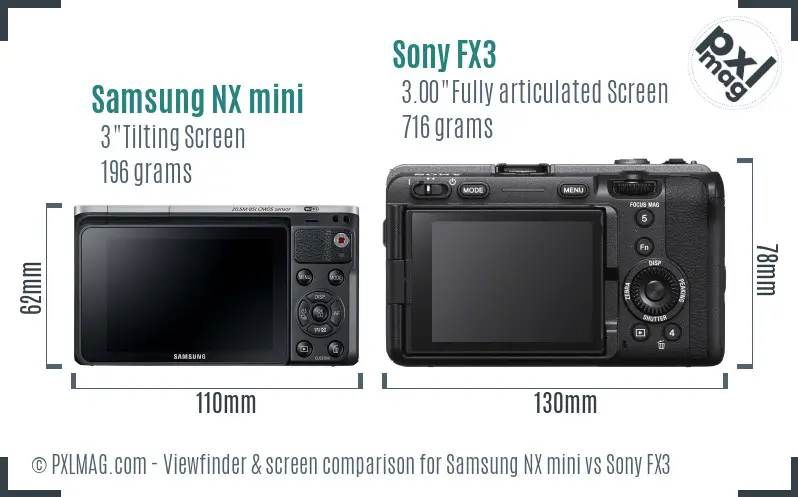 Samsung NX mini vs Sony FX3 Screen and Viewfinder comparison