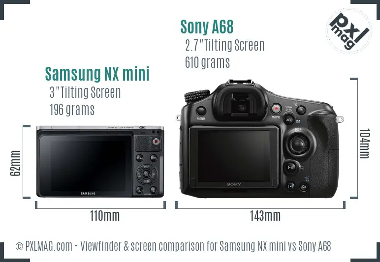 Samsung NX mini vs Sony A68 Screen and Viewfinder comparison