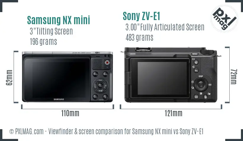 Samsung NX mini vs Sony ZV-E1 Screen and Viewfinder comparison Samsung NX mini vs Sony ZV-E1 Screen and Viewfinder comparison