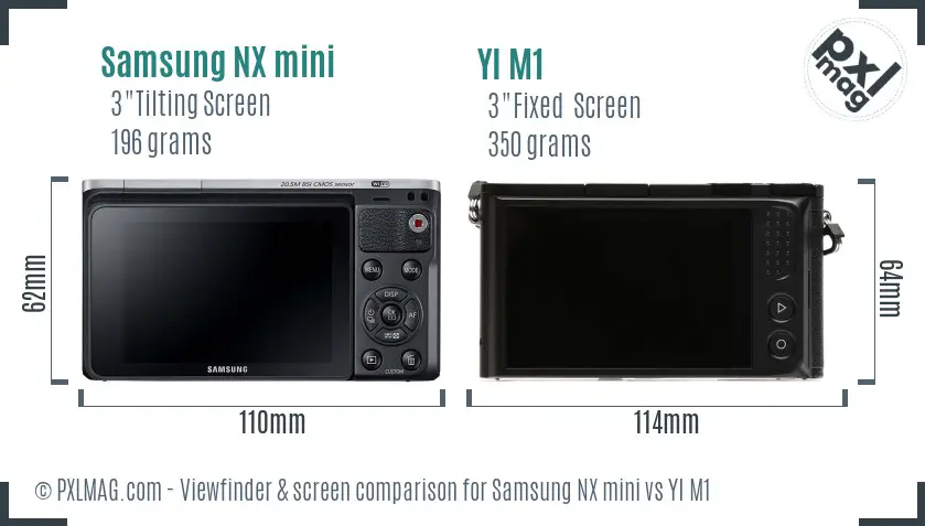Samsung NX mini vs YI M1 Screen and Viewfinder comparison