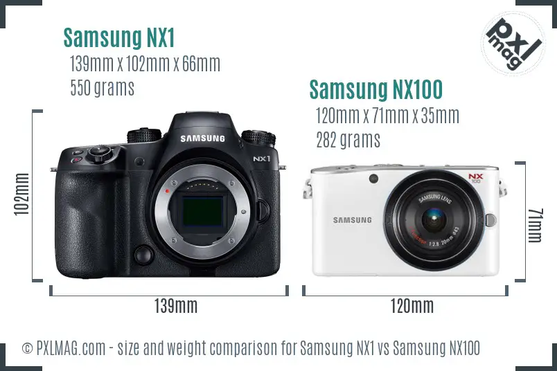 Samsung NX1 vs Samsung NX100 size comparison